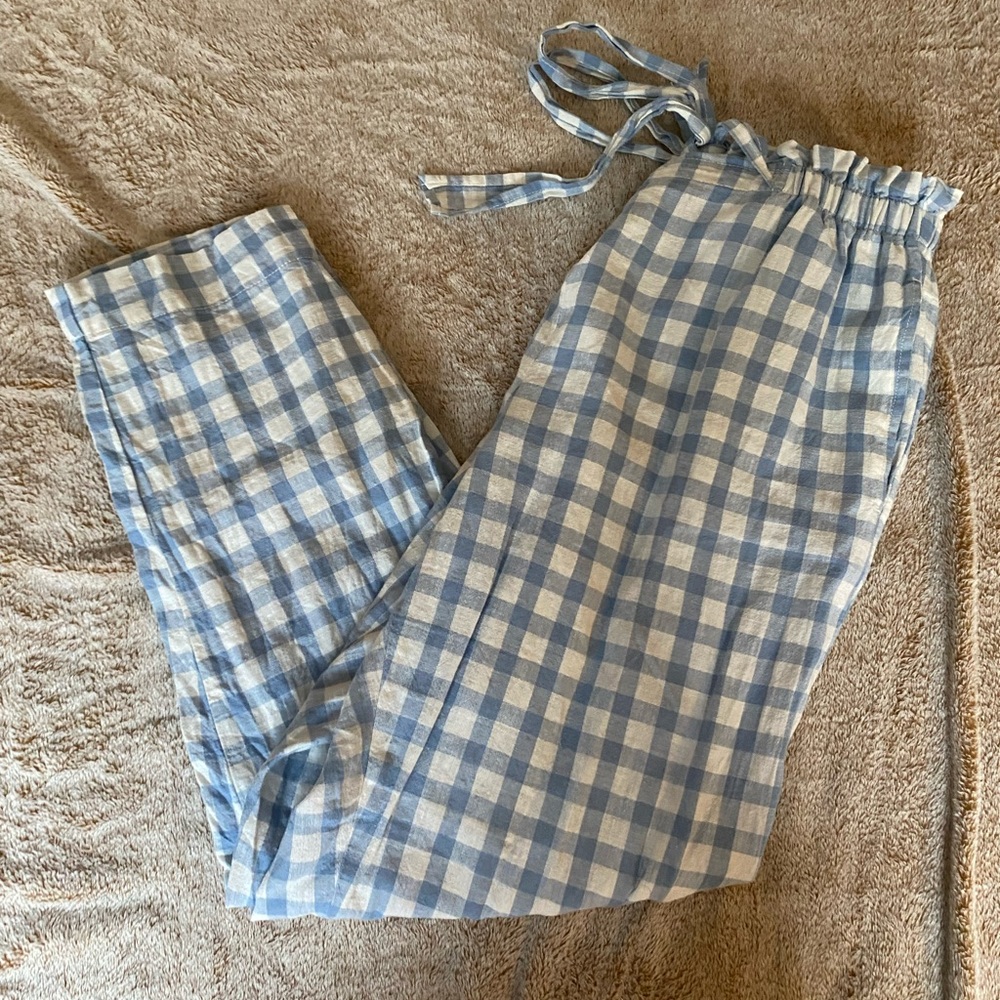 Checkered linen pants